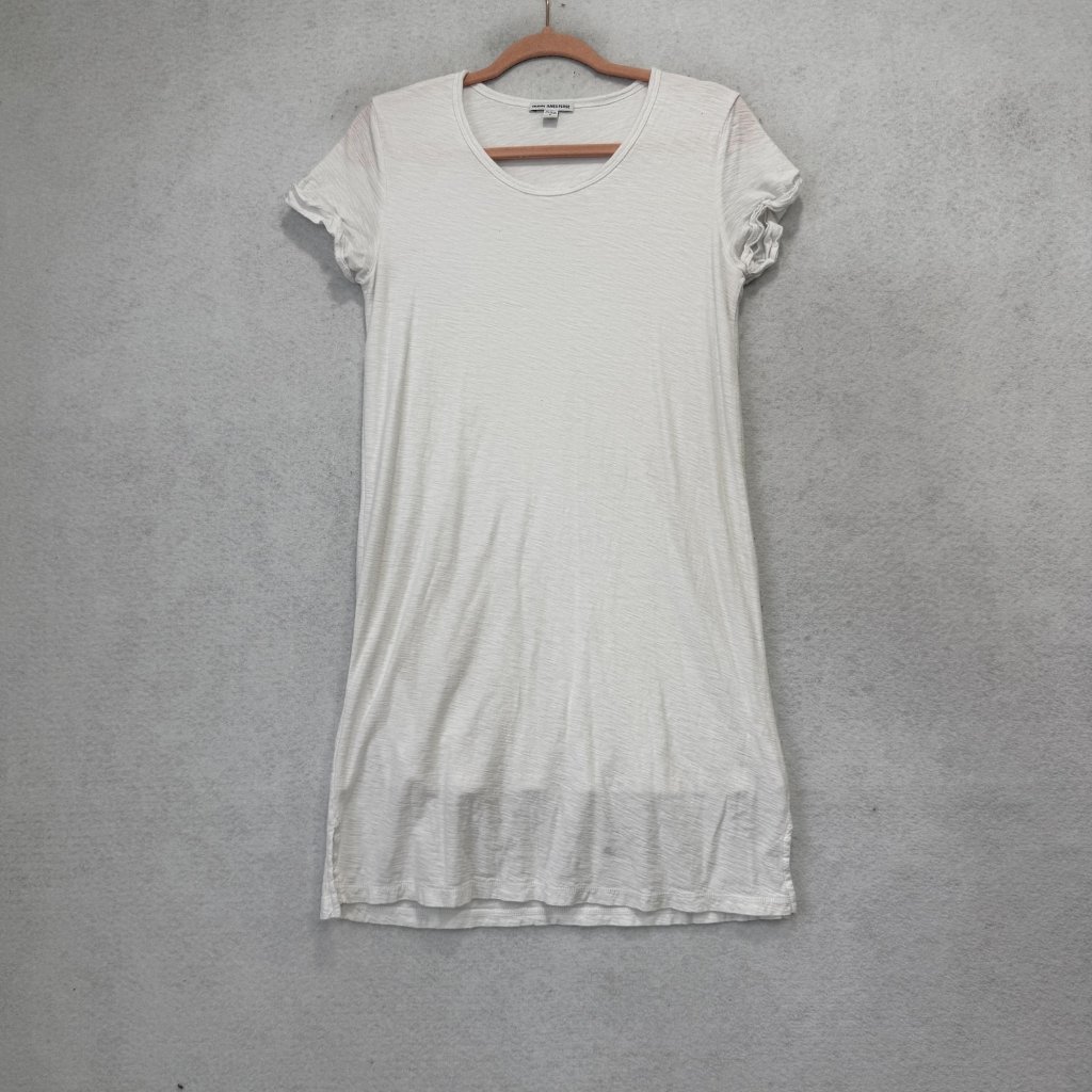 James Perse T Shirt Dress Womens Medium White Scoop Neck Short Sleeve Jersey